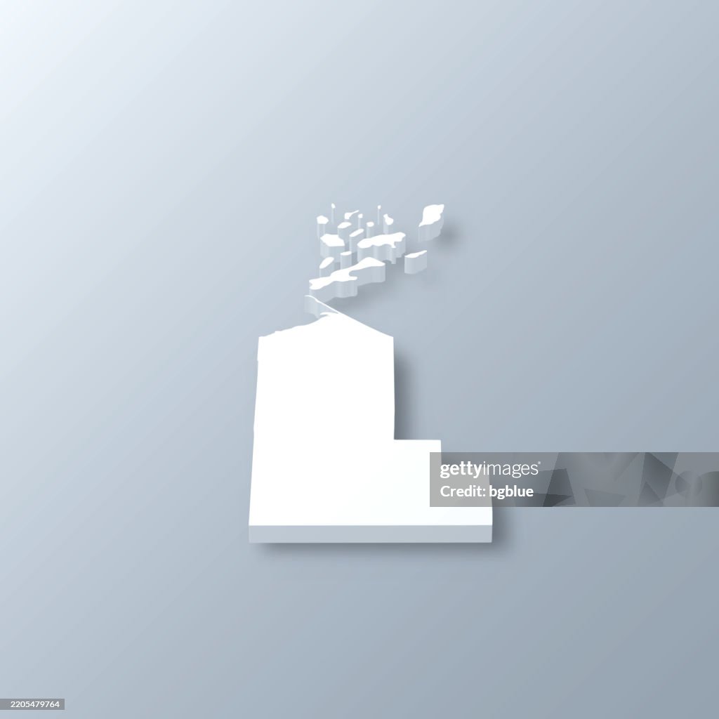 Ashland County, Wisconsin. 3D Map on gray background