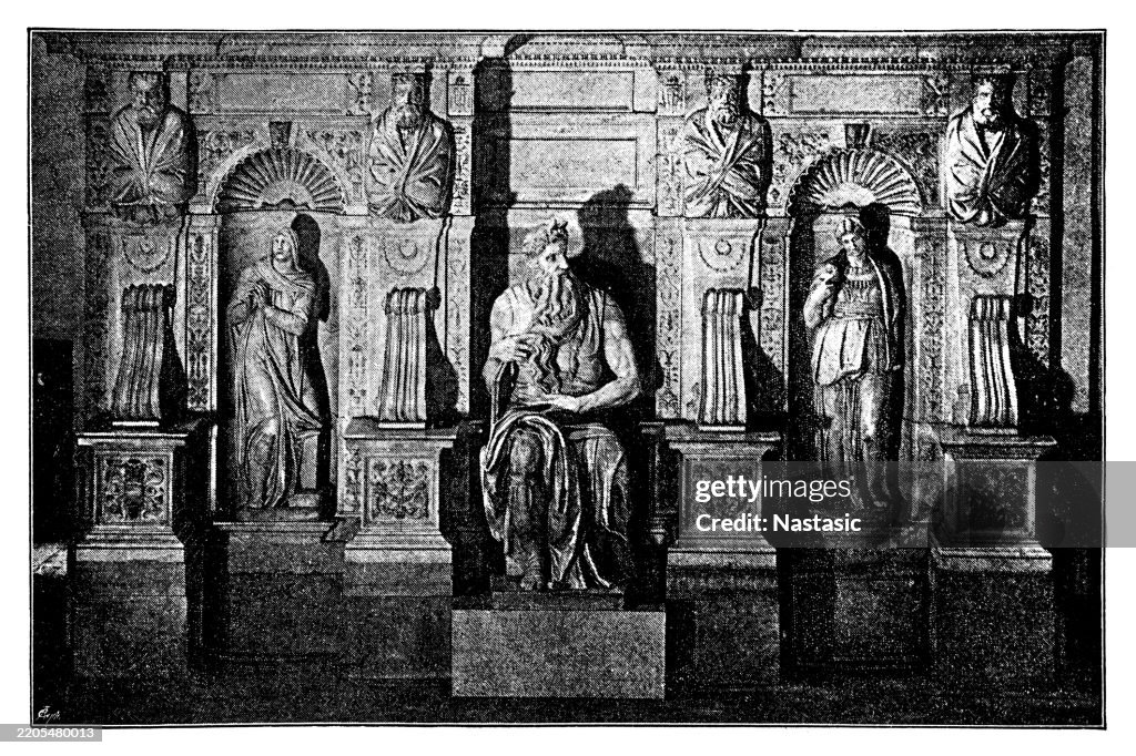 Base of the tomb of Pope Julius II in the church of S. Pietro in Vincoli in Rome