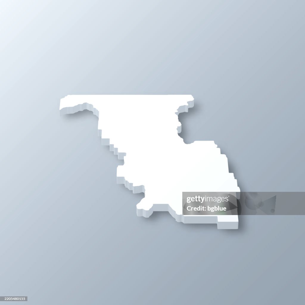 Bannock County, Idaho. 3D Map on gray background