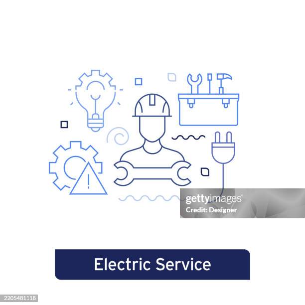 electric service concept vector illustration. editable stroke vector design. - electrical engineer stock illustrations