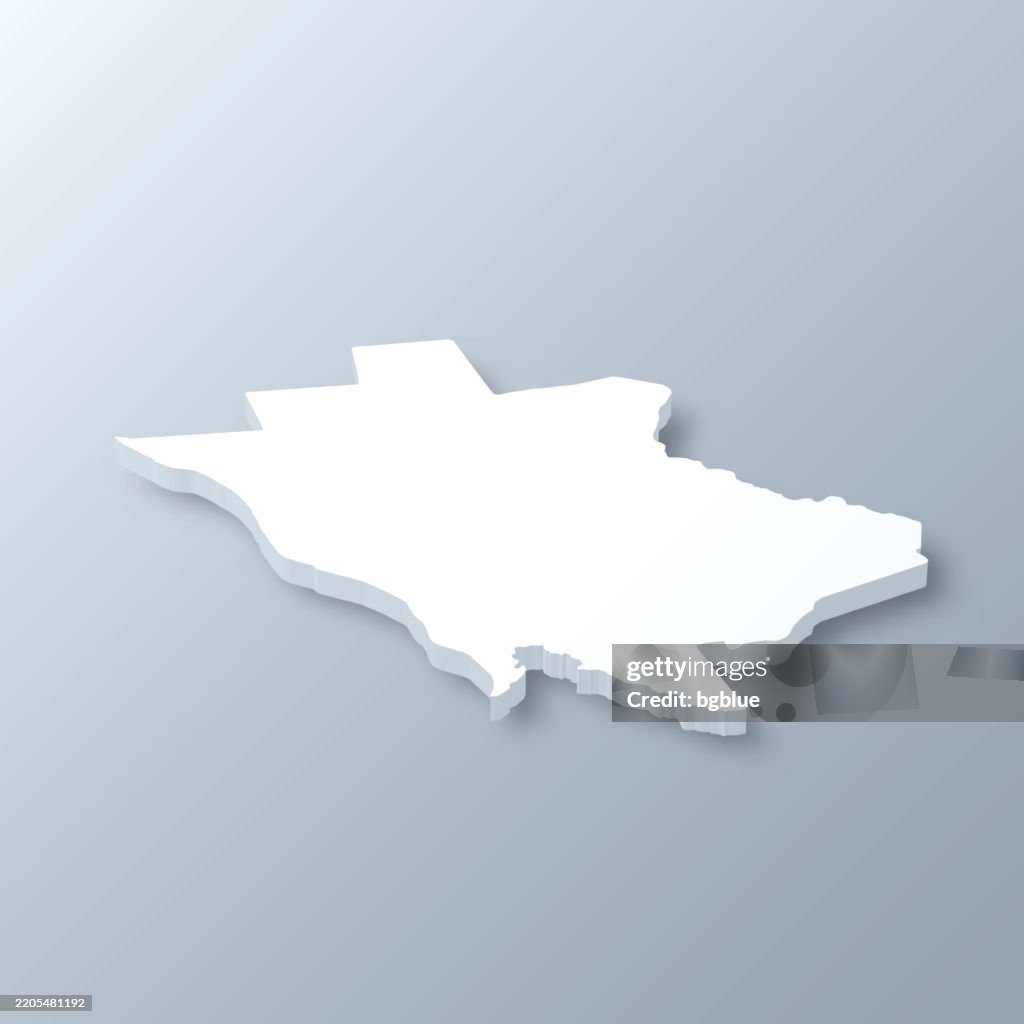 Mercer County, New Jersey. 3D Map on gray background