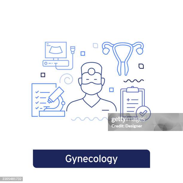 gynecology concept vector illustration. editable stroke vector design. - cervical screening stock illustrations