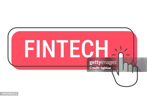 fintech - click button with hand cursor on white background - click through rate stock illustrations