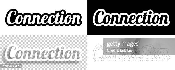 connection - text for design. blank, white and black backgrounds - line text - bonding logo stock illustrations