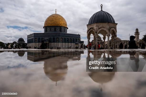 Thousands of people gather to perform the third Friday prayer of the holy month of Ramadan at Al-Aqsa Mosque despite the obstacles imposed by Israel...