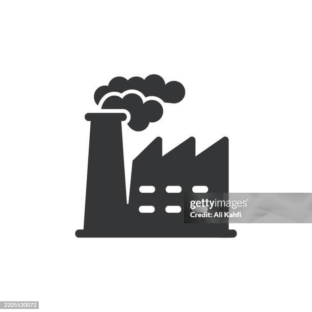 power plant glyph solid icon. solid icon that can be applied anywhere, simple, pixel perfect and modern style. - air quality stock illustrations
