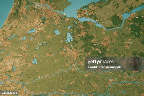 utrecht satellite topographic map 3d render true color - 3d render object stock pictures, royalty-free photos & images