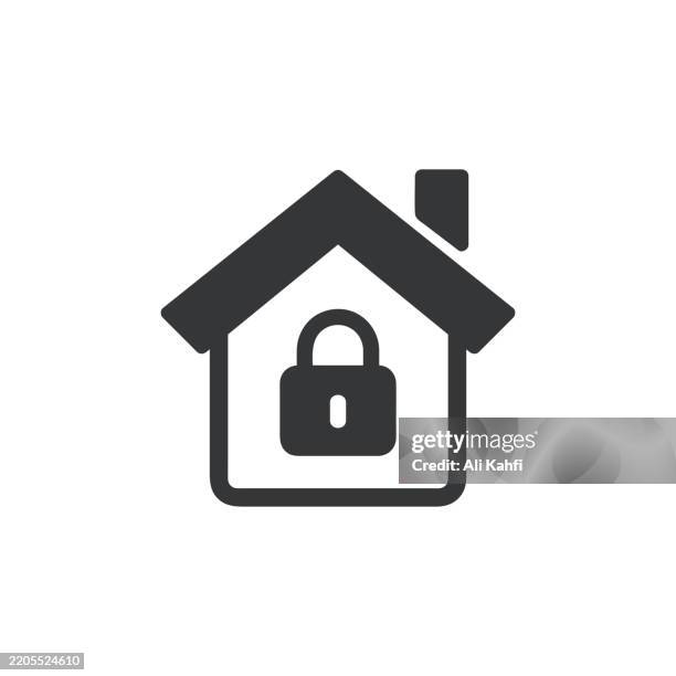 home security glyph solid icon. solid icon that can be applied anywhere, simple, pixel perfect and modern style. - security camera house stock illustrations