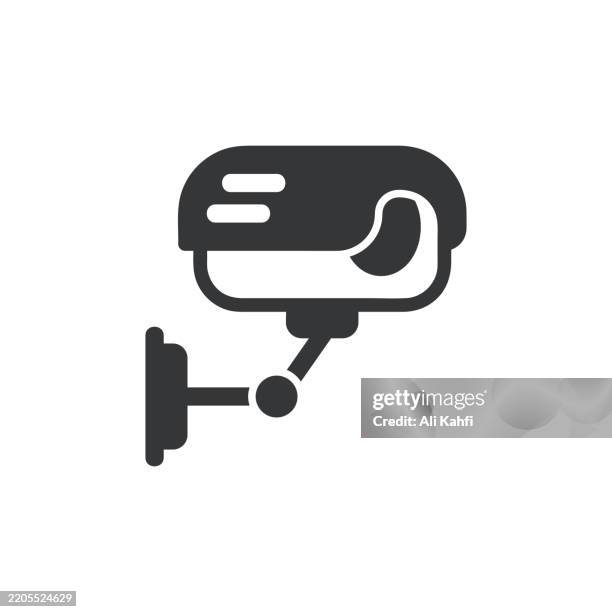 security camera glyph solid icon. solid icon that can be applied anywhere, simple, pixel perfect and modern style. - create password stock illustrations