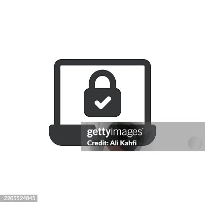 Laptop Security glyph solid icon. Solid icon that can be applied anywhere, simple, pixel perfect and modern style. Laptop Security glyph solid icon. Solid icon that can be applied anywhere, simple, pixel perfect and modern style.