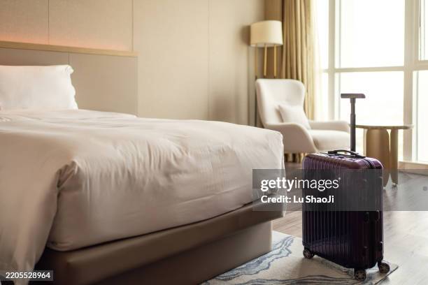 clean and comfortable hotel bedroom. - messy hotel room stock pictures, royalty-free photos & images