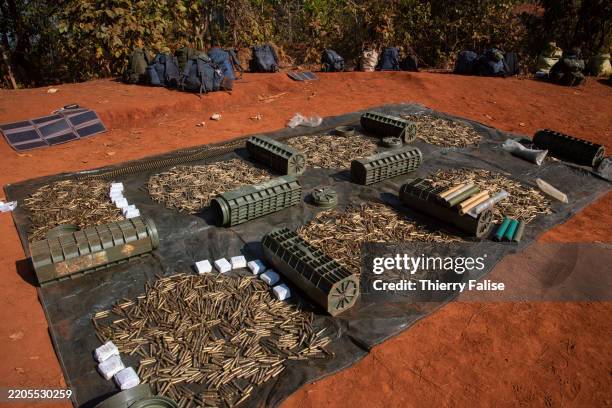 Stock of 7.62 mm bullets for assault rifle seized from the burmese army by the Karenni Nationalities Defence Force , a main armed group fighting the...