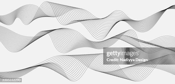 abstract design of dynamic black wave lines on white background. modern wave lines. - toned image stock illustrations