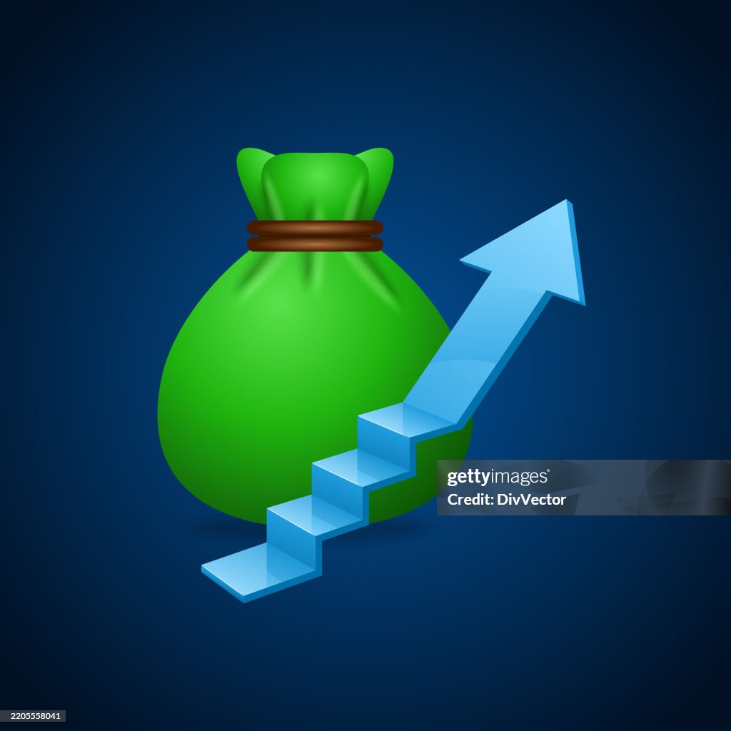 Money Bag With Arrow Vector Illustration High-Res Vector Graphic ...