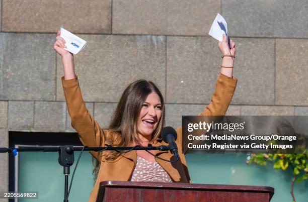 Irvine School of Medicine graduate Amanda Tedesco reacts after learning she will be doing her residency at the Hospital of University of Pennsylvania...