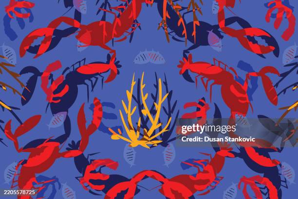 sea underwater - crayfish diving stock illustrations