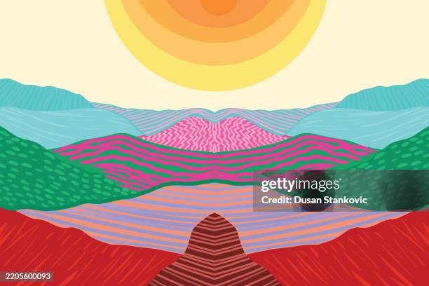 abstract mountain landscape - spring mix stock illustrations
