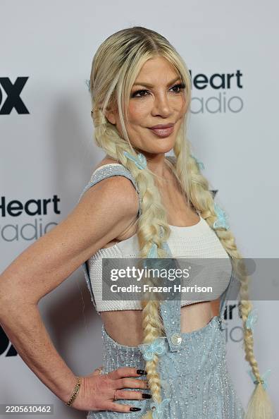 Tori Spelling attends the 2025 iHeartRadio Music Awards at Dolby ...