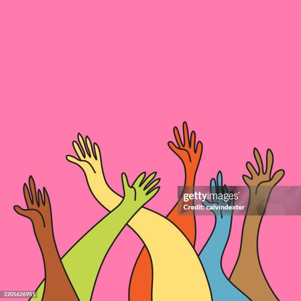 Large Color Hands Multi Colored Human Hands Reaching Out High-Res Vector Graphic - Getty ...