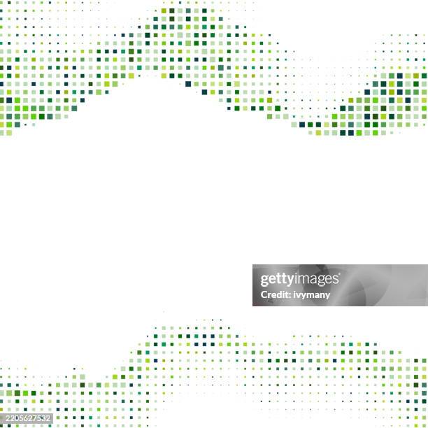 abstract green square shape mosaic checked pattern pixelated textured element background - color blocking stock illustrations