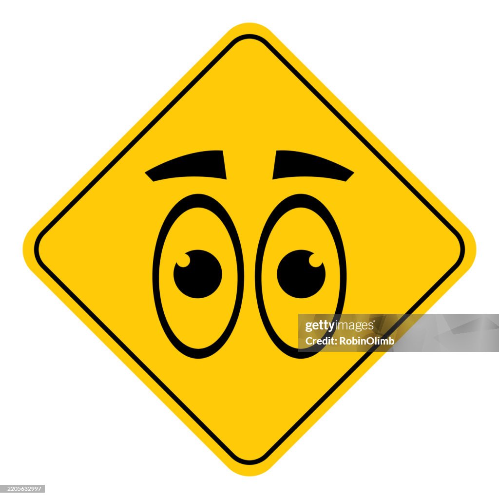 Look. Sign Simple Looking Eyes Road Sign High-Res Vector Graphic - Getty Images