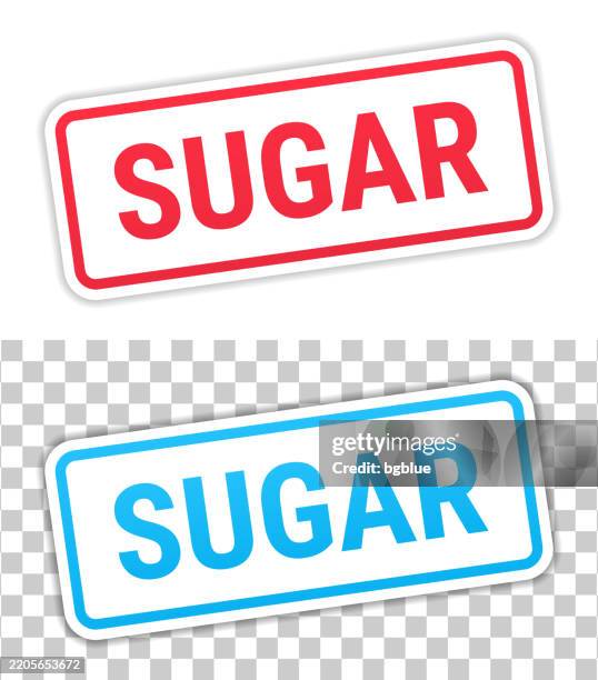 Small Sugar Label Sugar Red And Blue Labels On Blank Background High-Res Vector Graphic ...