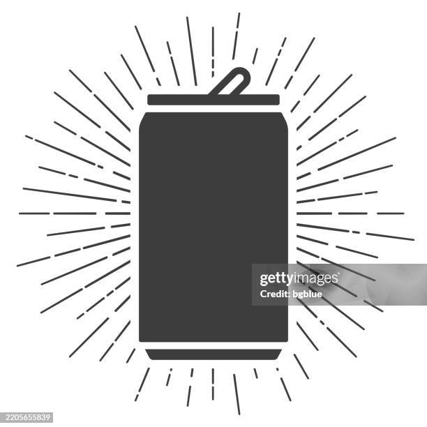 can. icon with sunbursts on white background - sugar canister stock illustrations