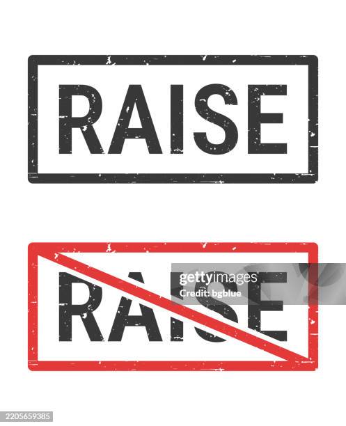 raise - rubber stamps with crossed out stamp on white background - higher consciousness stock illustrations