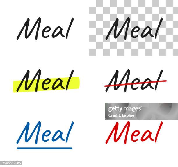 Meal Handwritten Text Highlighted Crossed Out Underlined On Blank ...