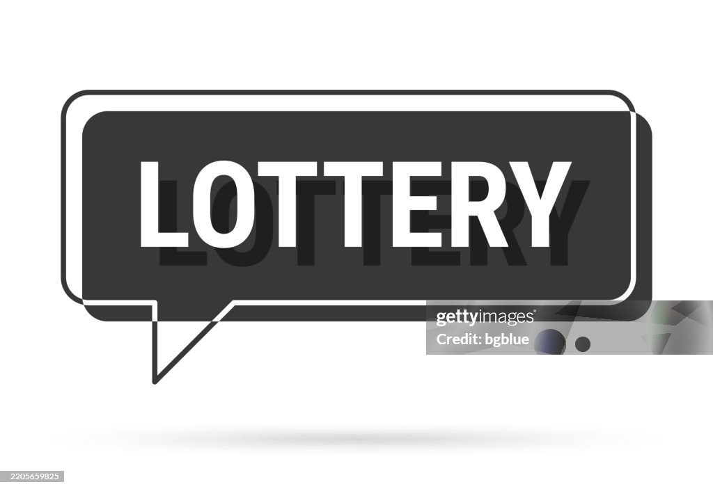 Lottery - 3D black speech bubble on white background