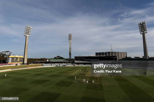 General view of play during day 4 of the Sheffield Shield match between Western Australia and Victoria at the WACA Ground, on March 18 in Perth,...