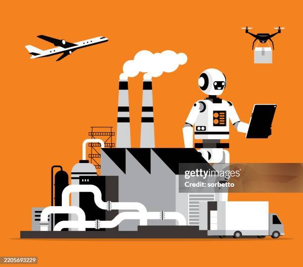 smart factory - drone package stock illustrations