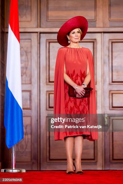 Queen Maxima of the Netherlands during the welcome ceremony at State House on March 18, 2025 in Nairobi, Kenya.