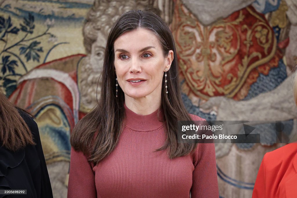 Queen Letizia Attends Audiences At Zarzuela Palace