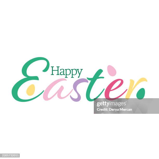 happy easter modern brush calligraphy isolated on white. stock illustration - easter egg isolated stock illustrations