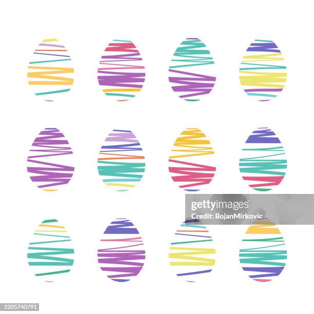 easter eggs icons colorful set. vector - egg white background stock illustrations
