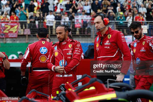 Lewis Hamilton of the UK drives the Scuderia Ferrari HP SF-25 Ferrari during the Formula 1 Heineken Chinese Grand Prix 2025 in Shanghai International...