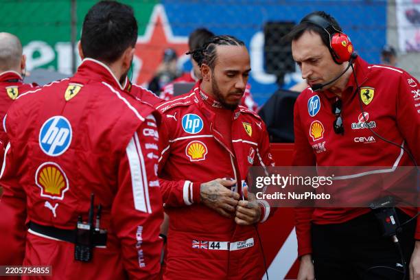 Lewis Hamilton of the UK drives the Scuderia Ferrari HP SF-25 Ferrari during the Formula 1 Heineken Chinese Grand Prix 2025 in Shanghai International...