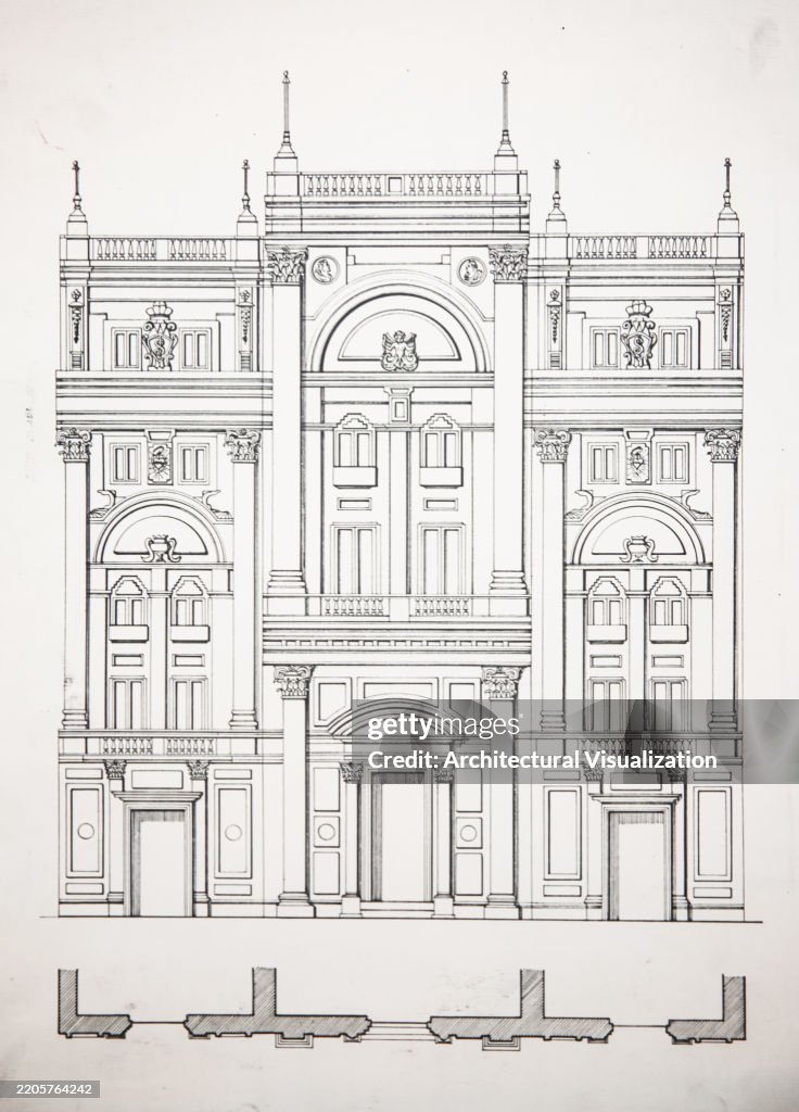 Classical Building Elevation Design Featuring Symmetry And Ornate ...
