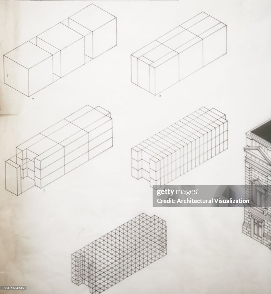 Architect 3d Axonometric Diagram Drawings Of A Volume Study Of A ...
