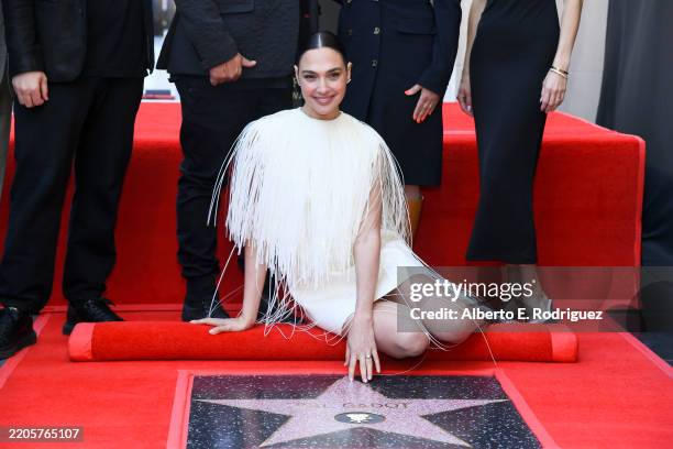 Gal Gadot attends her Hollywood Walk of Fame Star Ceremony in Hollywood, California on March 18, 2025.