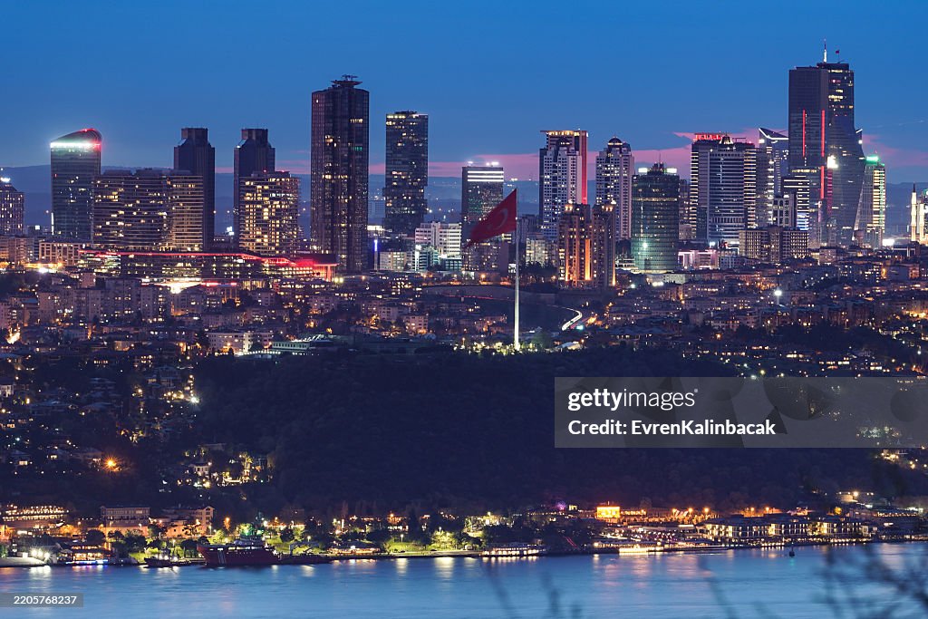 View of Skyscrapers in Istanbul City during Sunset