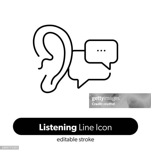 stockillustraties, clipart, cartoons en iconen met listening line icon. editable stroke vector icon. - luisteren
