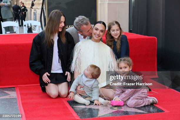 Alma Varsano, Jaron Varsano, Ori Varsano, Gal Gadot, Maya Varsano and Daniella Varsano attend the ceremony honoring Gal Gadot with a Star on the...