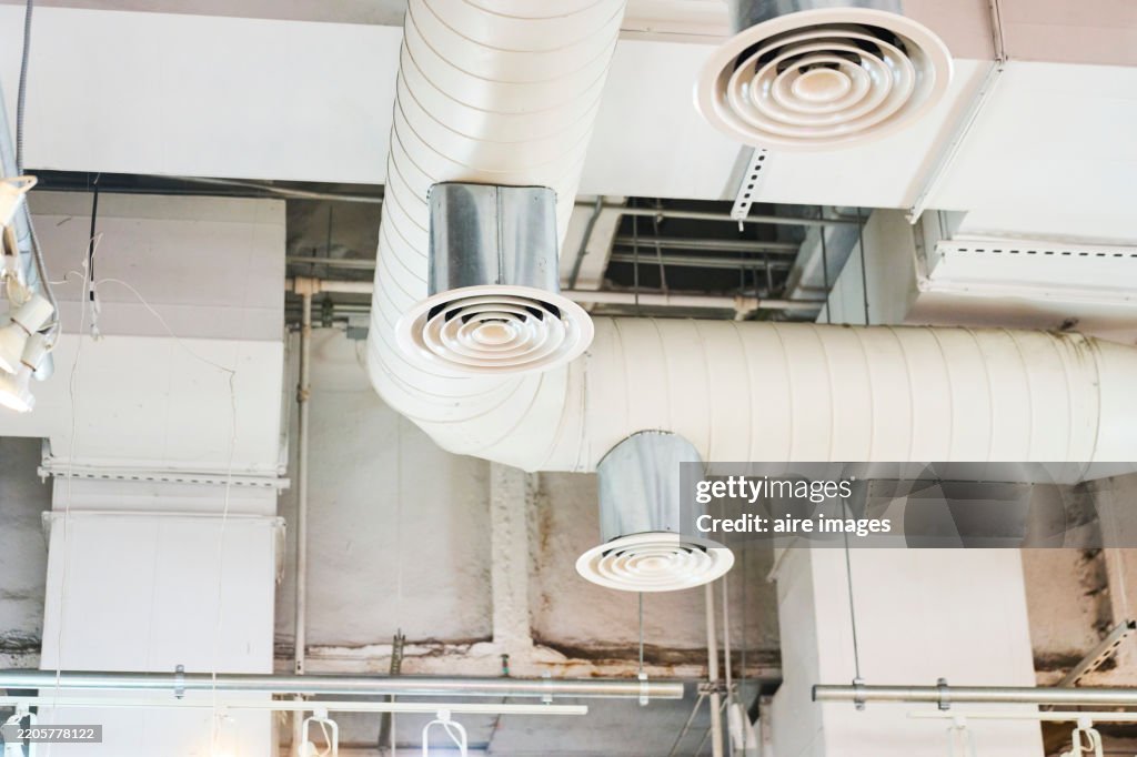 Diffuser Inside Duct Ventilation System With Air Ducts And Diffusers Providing Cooling And ...