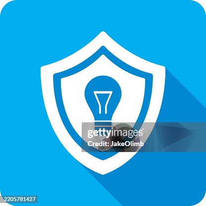 Shield Lightbulb Icon Silhouette Shield Lightbulb Icon Silhouette
