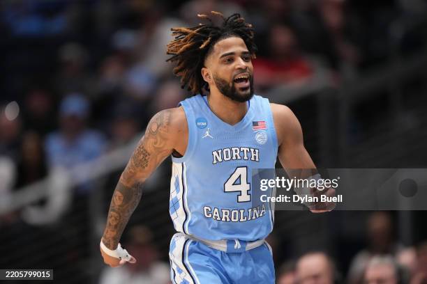 Davis of the North Carolina Tar Heels reacts during the second half in the First Four game of the NCAA Men's Basketball Tournament at University of...