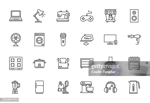 home appliance - medium line icons - electronic appliances stock illustrations