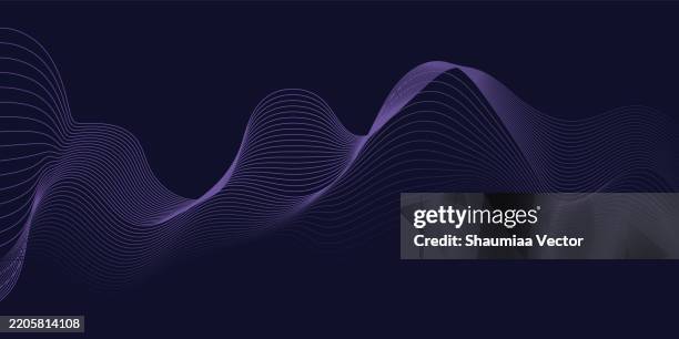 blue gradient flowing wave lines on dark black background. design template for ads, banner, poster, cover, web, brochure, wallpaper, and flyer. - data flow computer screen stock illustrations