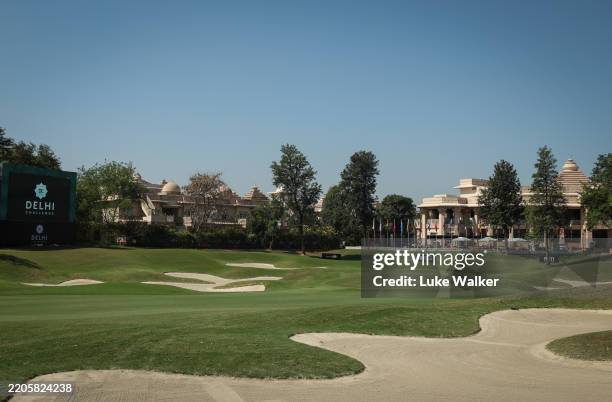 View of the 18th holeduring a practice round prior to the Delhi Challenge 2025 at Classic Golf & Country Club on March 19, 2025 in Gurugram, India.